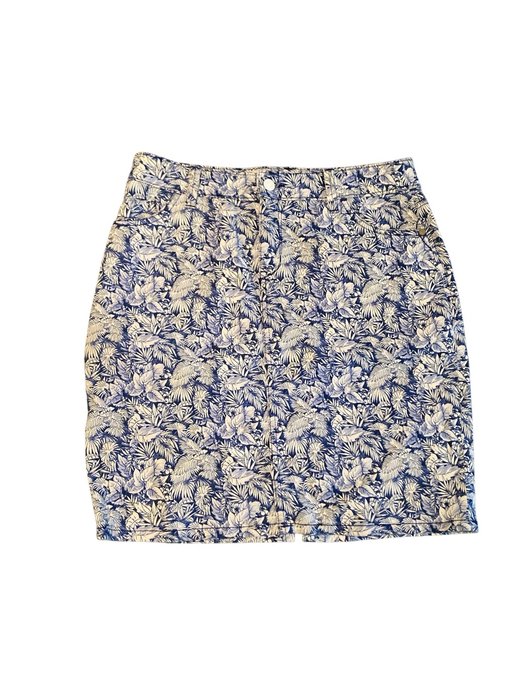 Tommy Bahamas Floral Print Blue and White Denim Skirt